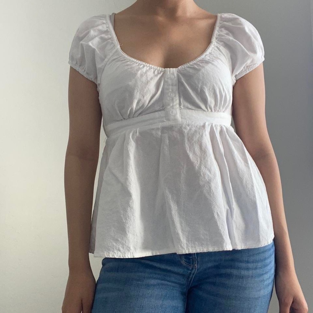 Brandy Melville White Babydoll Blair Top One Size